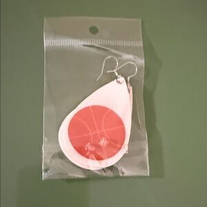 White Teardrop Basketball Print Earrings - Women Accessories